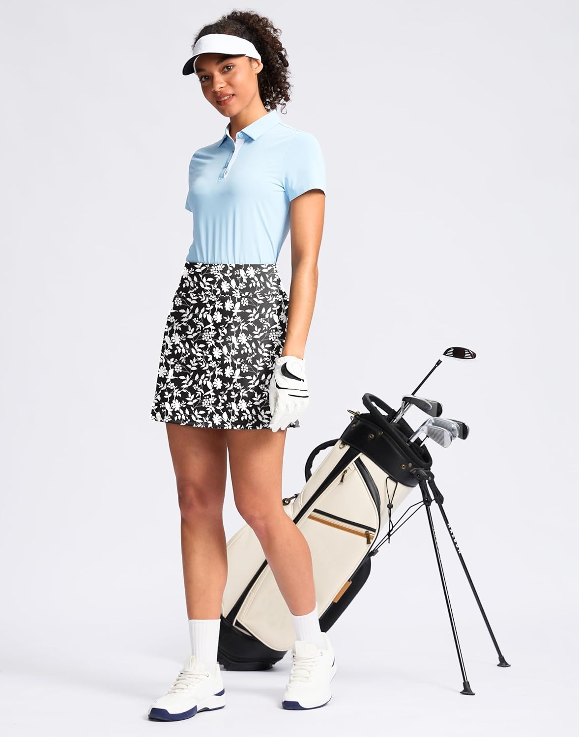 image:imageSANTINY 16 Skorts for Women with 2 Pockets High Waisted A Line Pickleball Golf Skort Casual Athletic Tennis SkirtBlack Flower