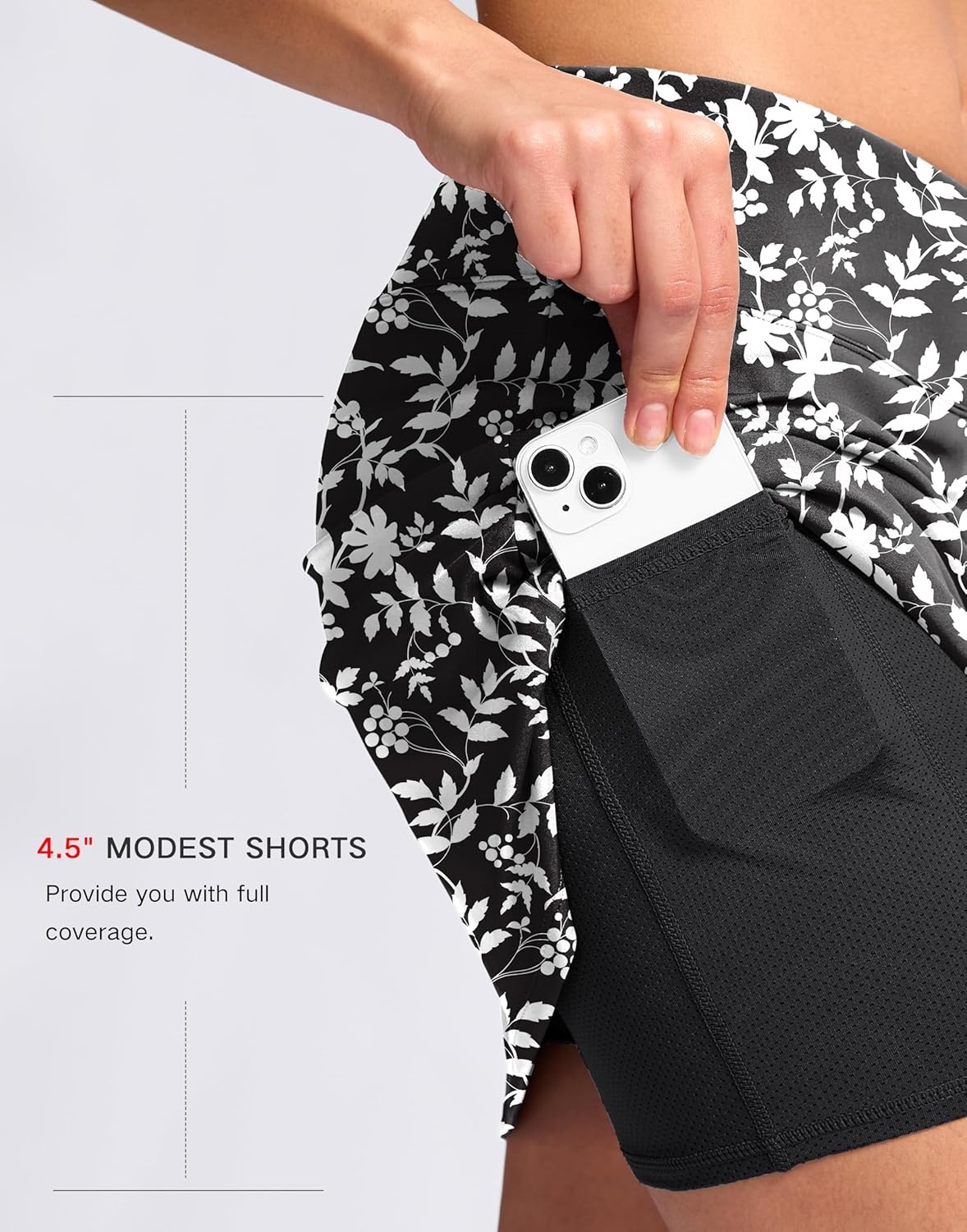 image:imageSANTINY 16 Skorts for Women with 2 Pockets High Waisted A Line Pickleball Golf Skort Casual Athletic Tennis SkirtBlack Flower