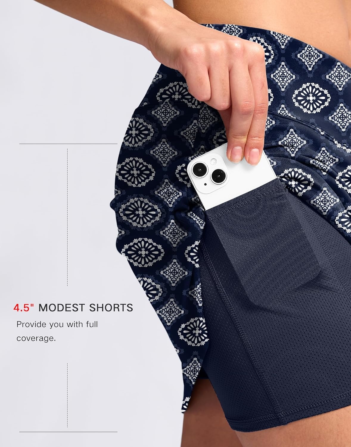 image:imageSANTINY 16 Skorts for Women with 2 Pockets High Waisted A Line Pickleball Golf Skort Casual Athletic Tennis SkirtBlue Flower