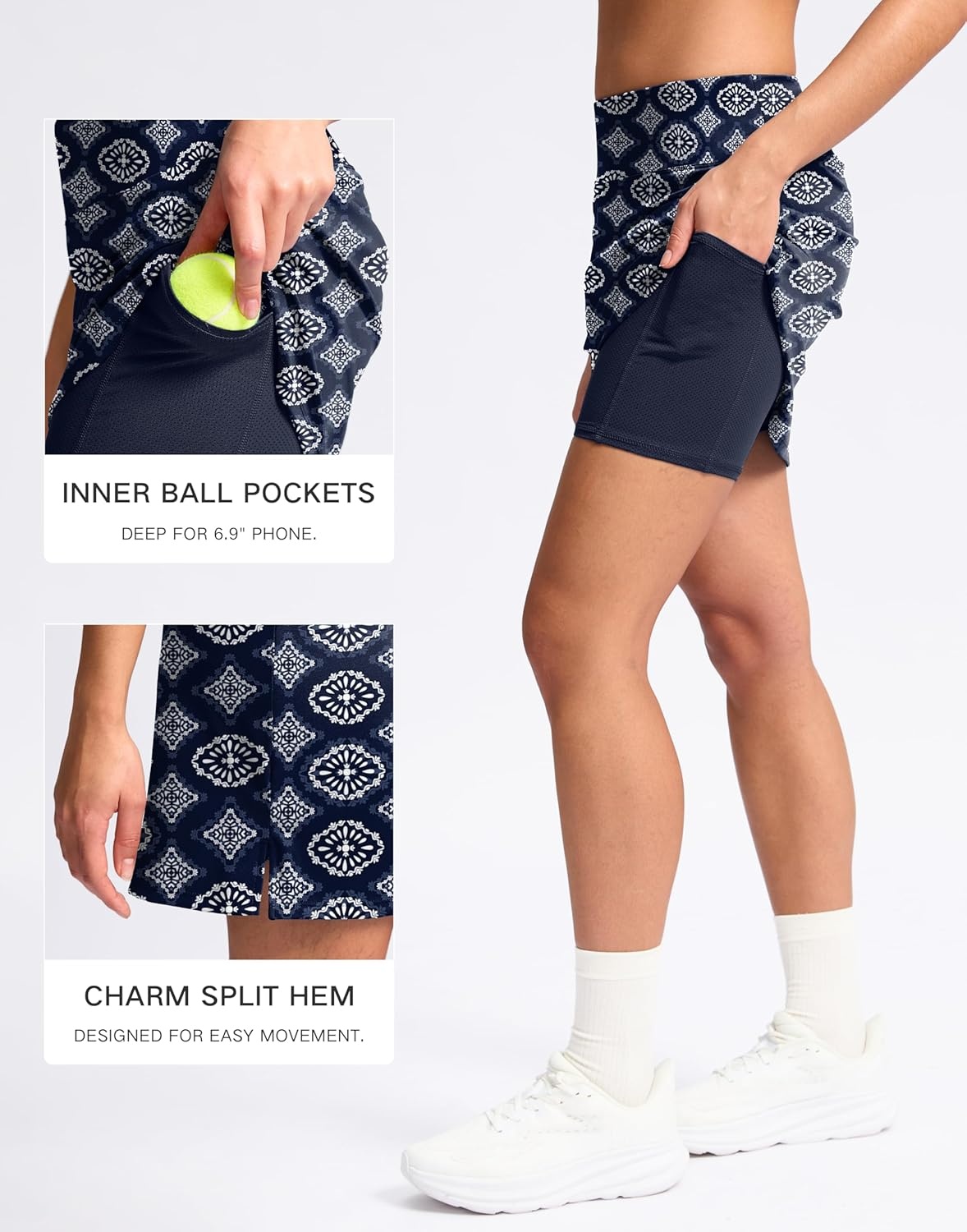image:imageSANTINY 16 Skorts for Women with 2 Pockets High Waisted A Line Pickleball Golf Skort Casual Athletic Tennis SkirtBlue Flower