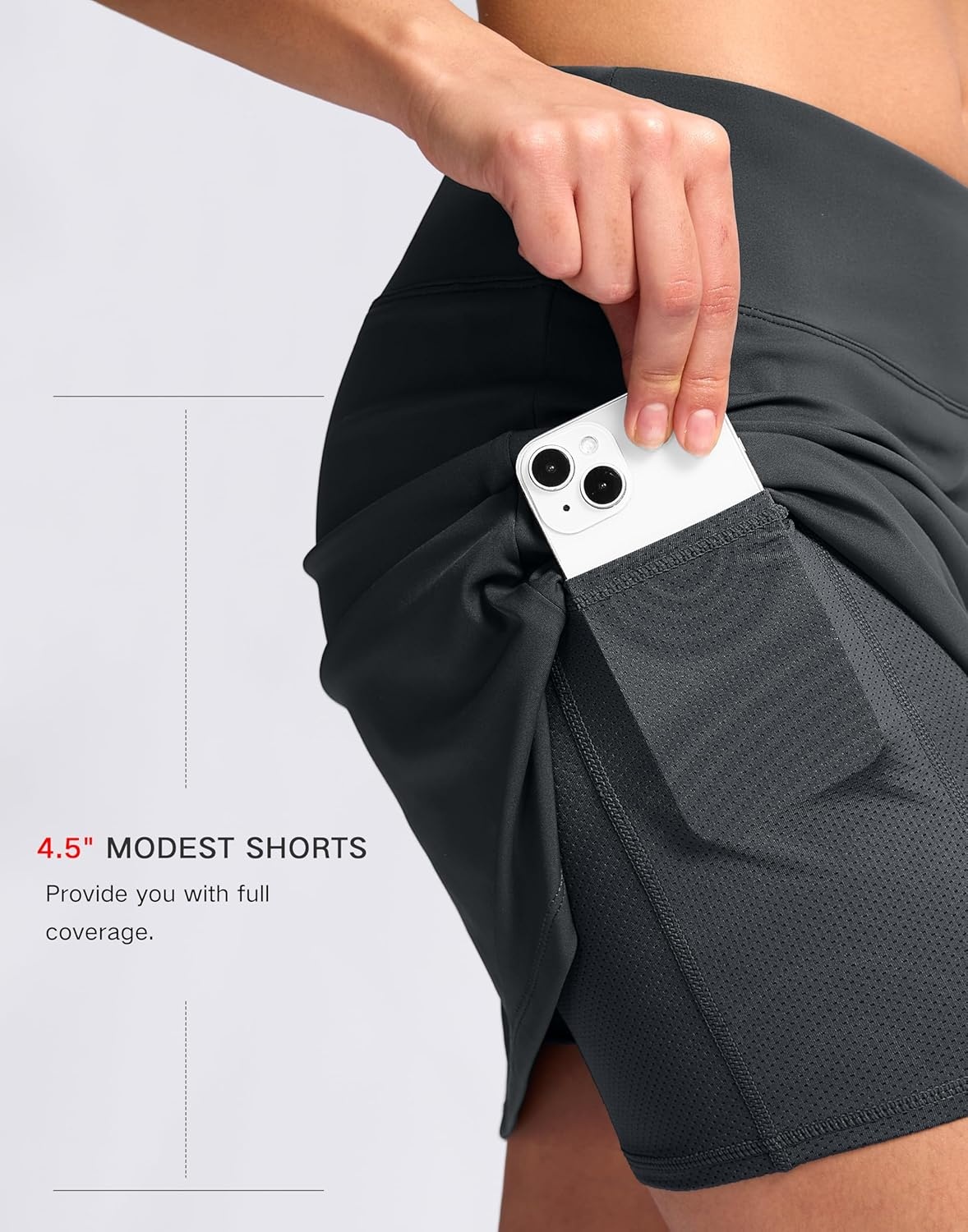 image:imageSANTINY 16 Skorts for Women with 2 Pockets High Waisted A Line Pickleball Golf Skort Casual Athletic Tennis SkirtDark Grey