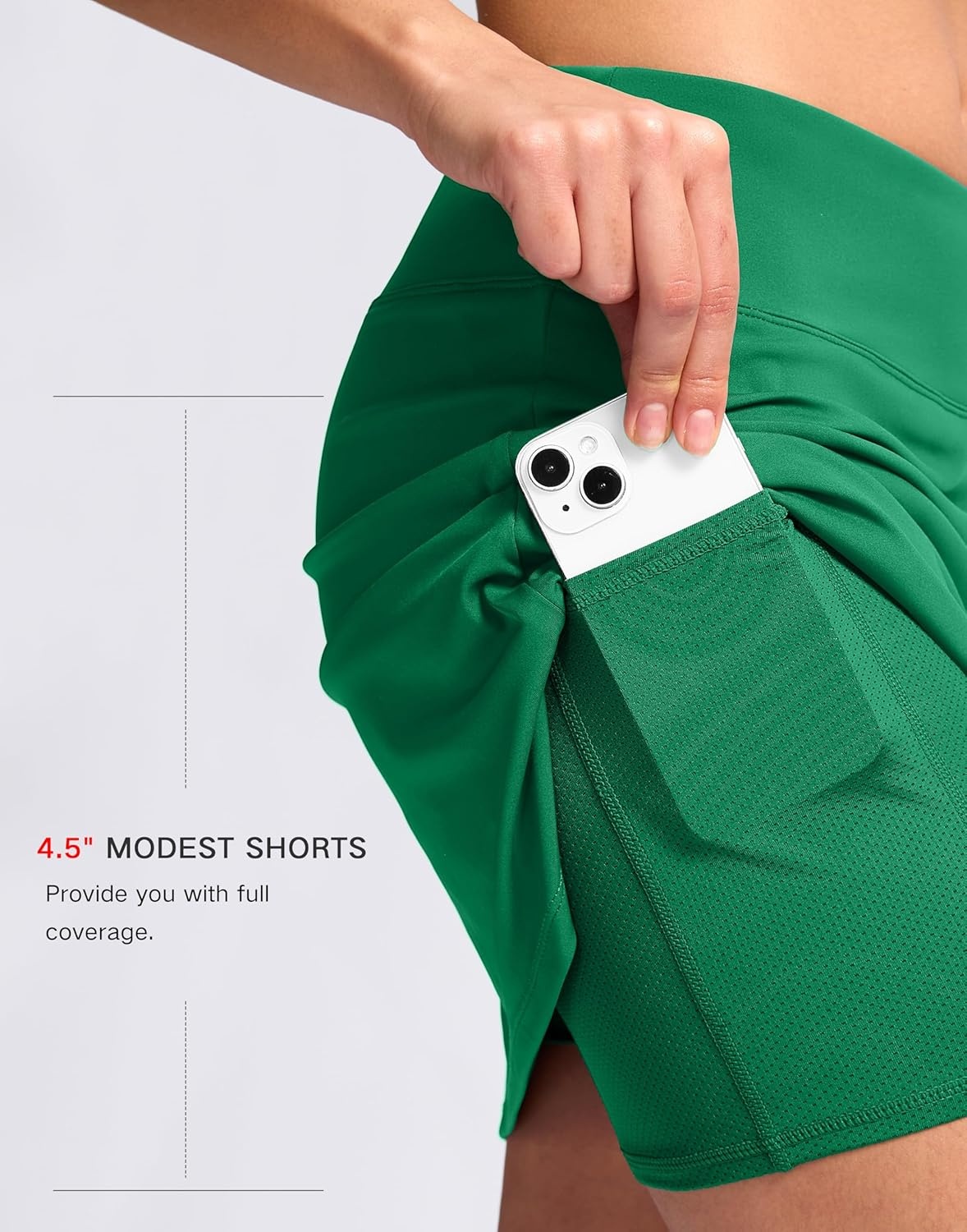 image:imageSANTINY 16 Skorts for Women with 2 Pockets High Waisted A Line Pickleball Golf Skort Casual Athletic Tennis SkirtGreen