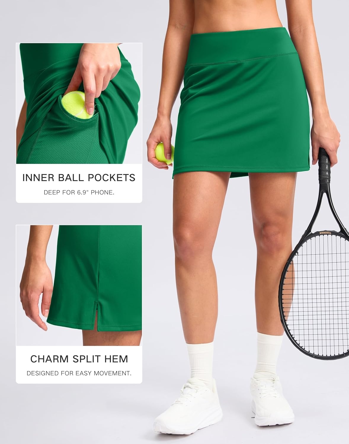 image:imageSANTINY 16 Skorts for Women with 2 Pockets High Waisted A Line Pickleball Golf Skort Casual Athletic Tennis SkirtGreen