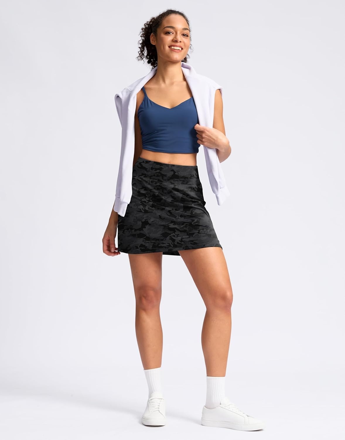 image:imageSANTINY 16 Skorts for Women with 2 Pockets High Waisted A Line Pickleball Golf Skort Casual Athletic Tennis SkirtGrey Camo