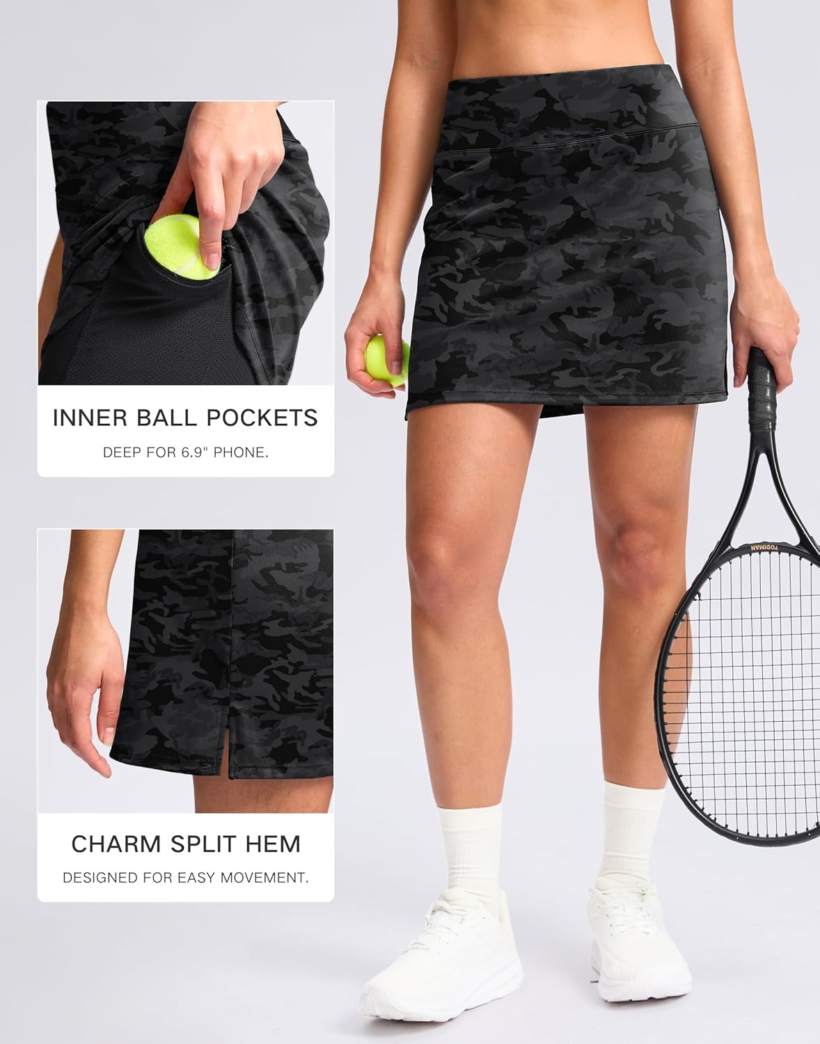 image:imageSANTINY 16 Skorts for Women with 2 Pockets High Waisted A Line Pickleball Golf Skort Casual Athletic Tennis SkirtGrey Camo