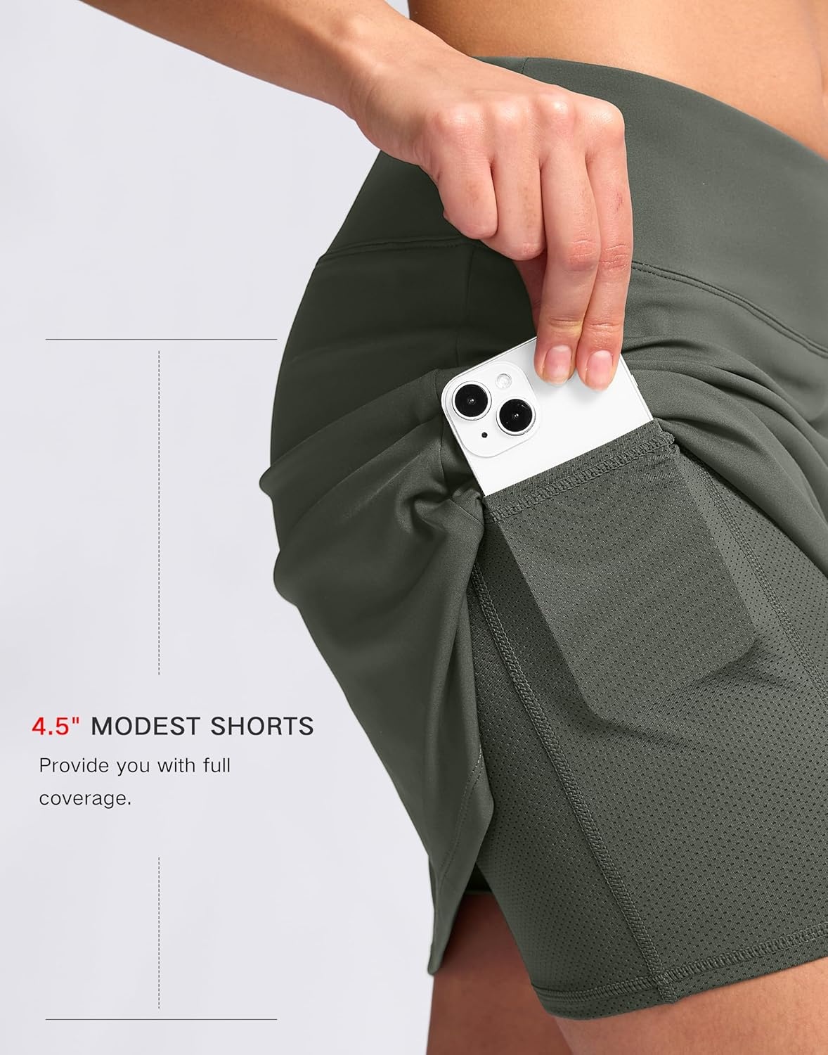 image:imageSANTINY 16 Skorts for Women with 2 Pockets High Waisted A Line Pickleball Golf Skort Casual Athletic Tennis SkirtGrey Sage