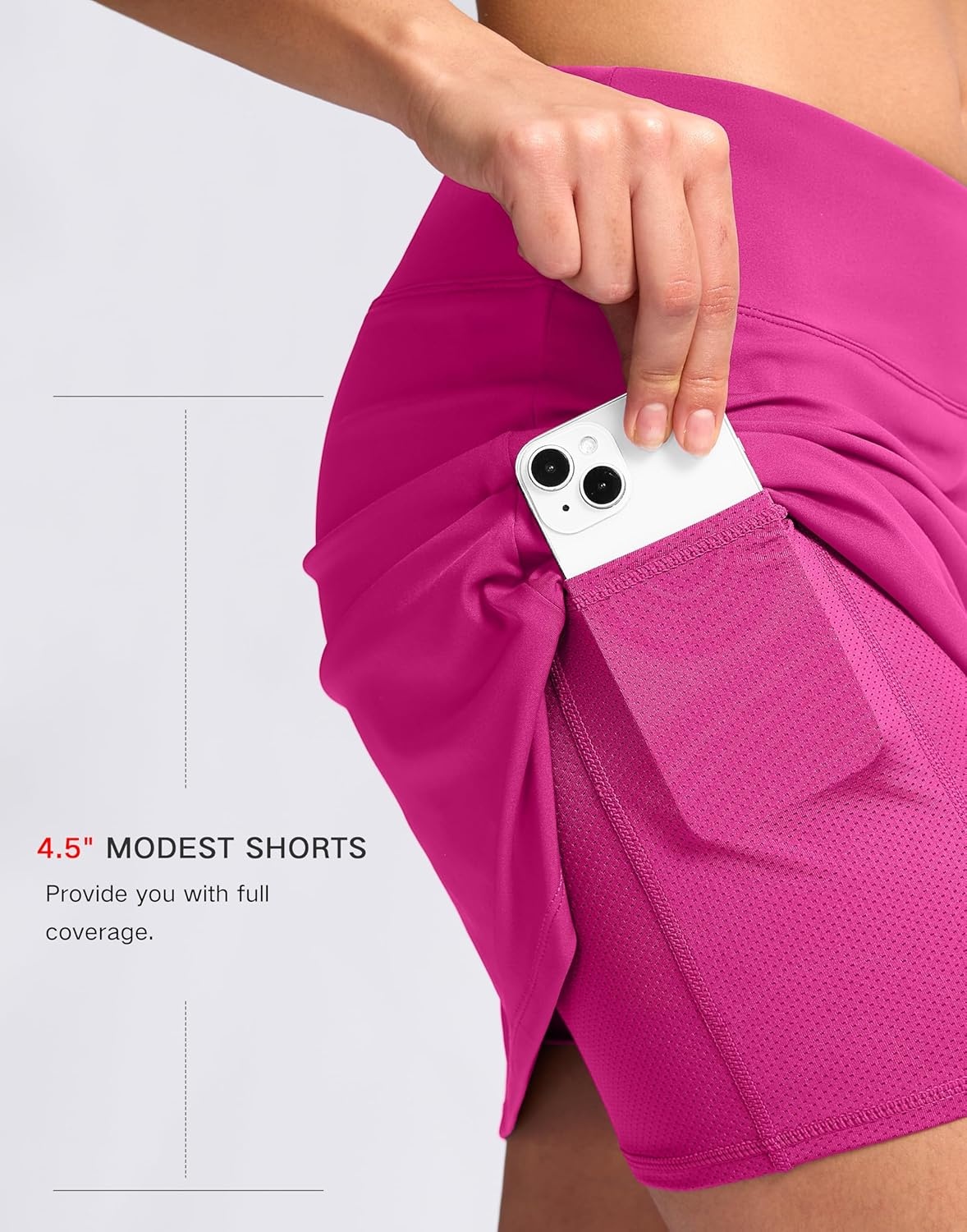 image:imageSANTINY 16 Skorts for Women with 2 Pockets High Waisted A Line Pickleball Golf Skort Casual Athletic Tennis SkirtHot Pink