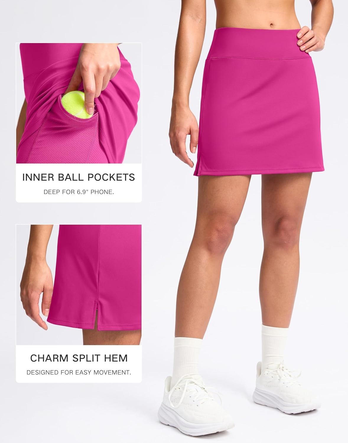 image:imageSANTINY 16 Skorts for Women with 2 Pockets High Waisted A Line Pickleball Golf Skort Casual Athletic Tennis SkirtHot Pink