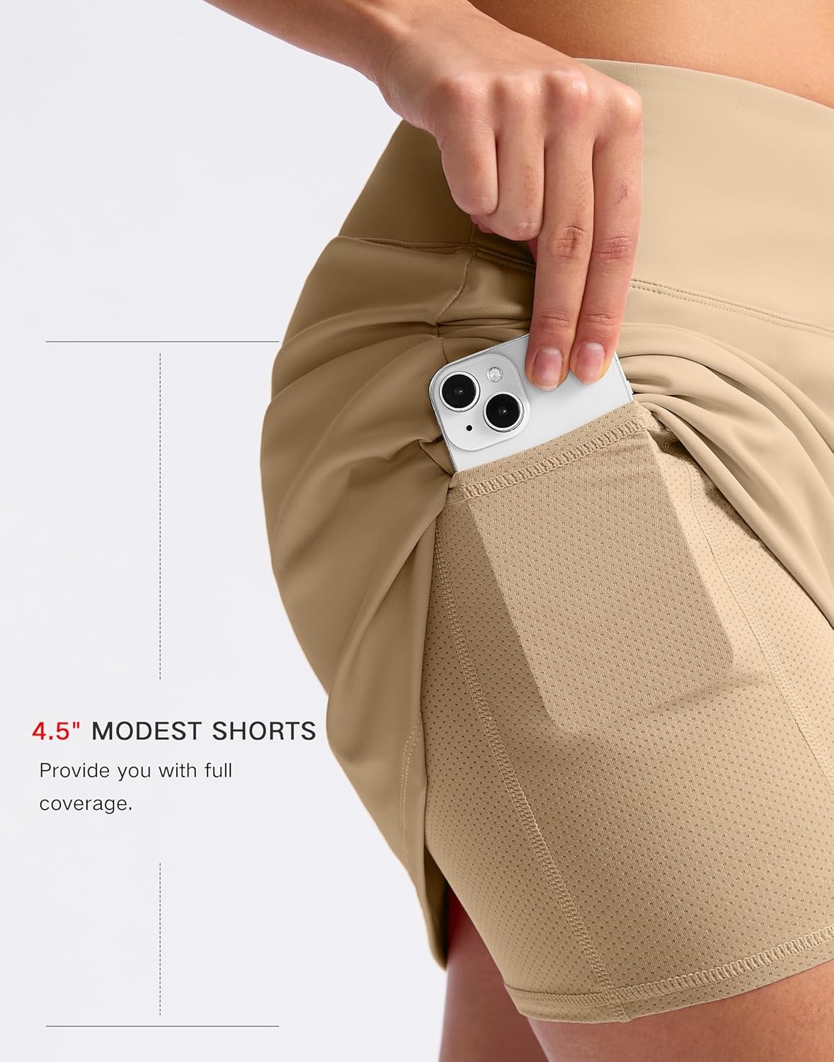 image:imageSANTINY 16 Skorts for Women with 2 Pockets High Waisted A Line Pickleball Golf Skort Casual Athletic Tennis SkirtKhaki