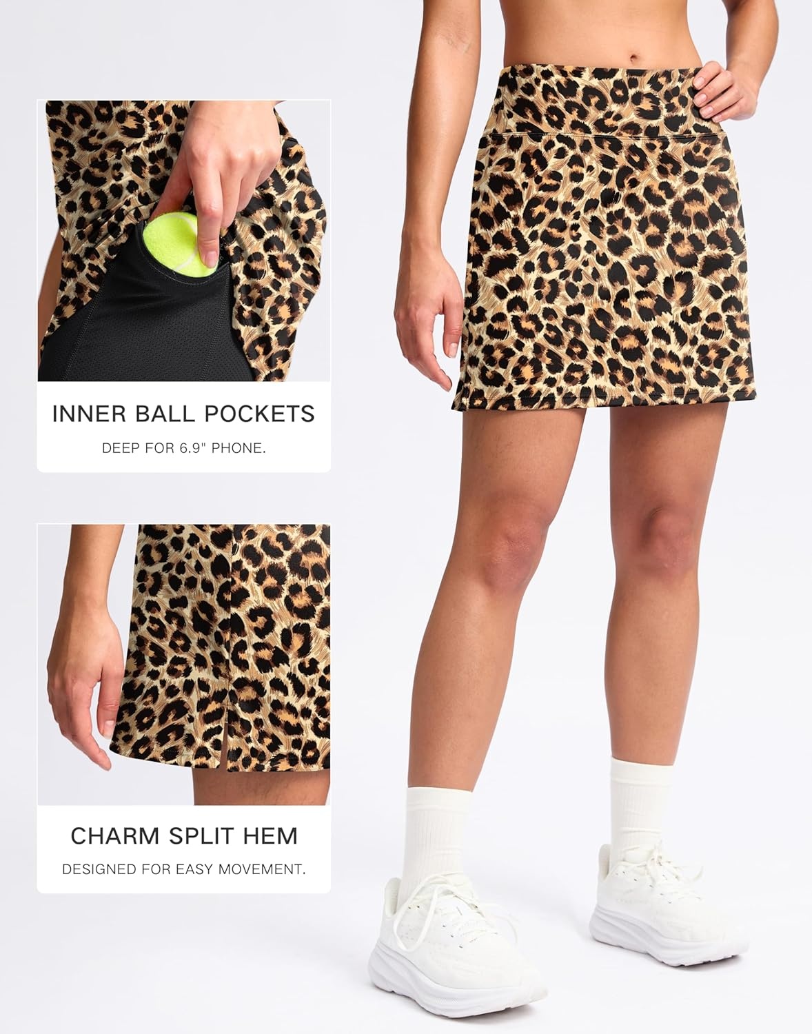 image:imageSANTINY 16 Skorts for Women with 2 Pockets High Waisted A Line Pickleball Golf Skort Casual Athletic Tennis SkirtLeopard