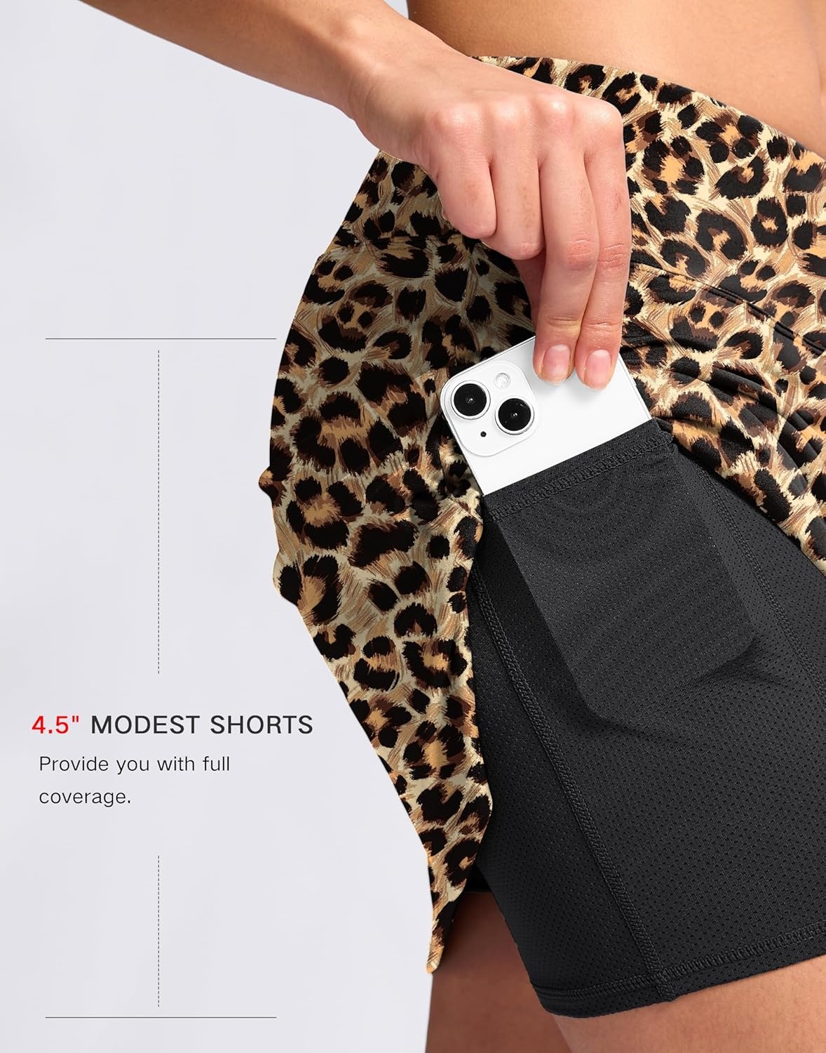 image:imageSANTINY 16 Skorts for Women with 2 Pockets High Waisted A Line Pickleball Golf Skort Casual Athletic Tennis SkirtLeopard
