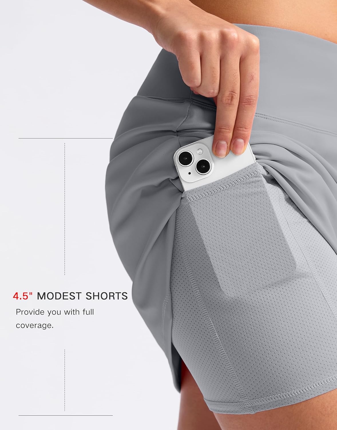 image:imageSANTINY 16 Skorts for Women with 2 Pockets High Waisted A Line Pickleball Golf Skort Casual Athletic Tennis SkirtLight Grey