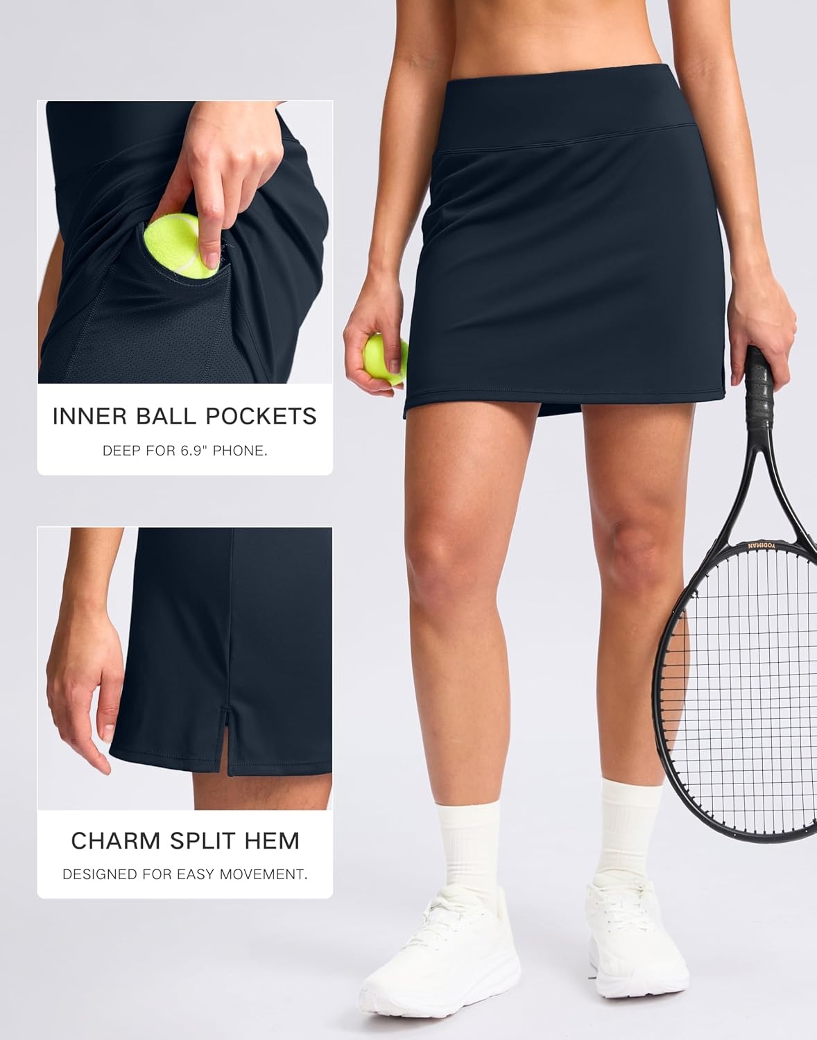 image:imageSANTINY 16 Skorts for Women with 2 Pockets High Waisted A Line Pickleball Golf Skort Casual Athletic Tennis SkirtNavy