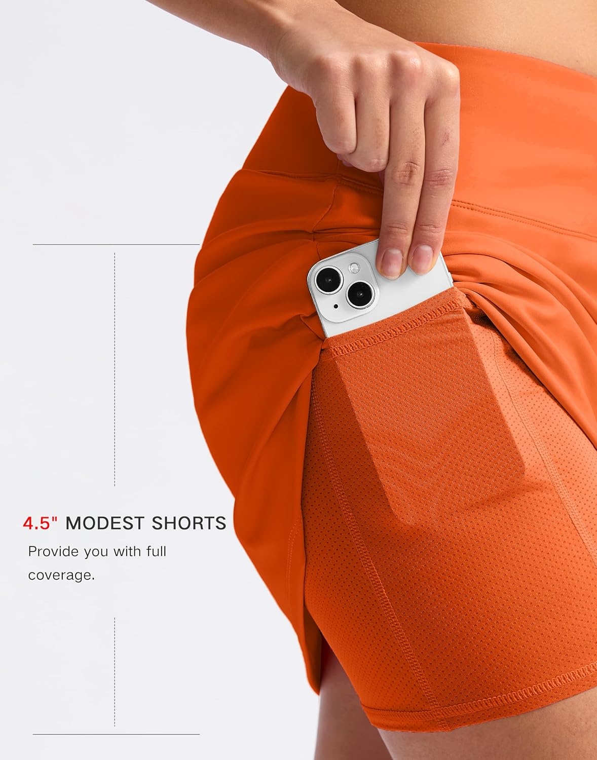 image:imageSANTINY 16 Skorts for Women with 2 Pockets High Waisted A Line Pickleball Golf Skort Casual Athletic Tennis SkirtOrange