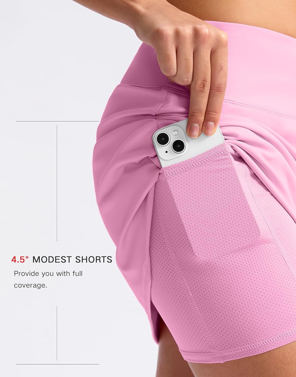image:imageSANTINY 16 Skorts for Women with 2 Pockets High Waisted A Line Pickleball Golf Skort Casual Athletic Tennis SkirtPink