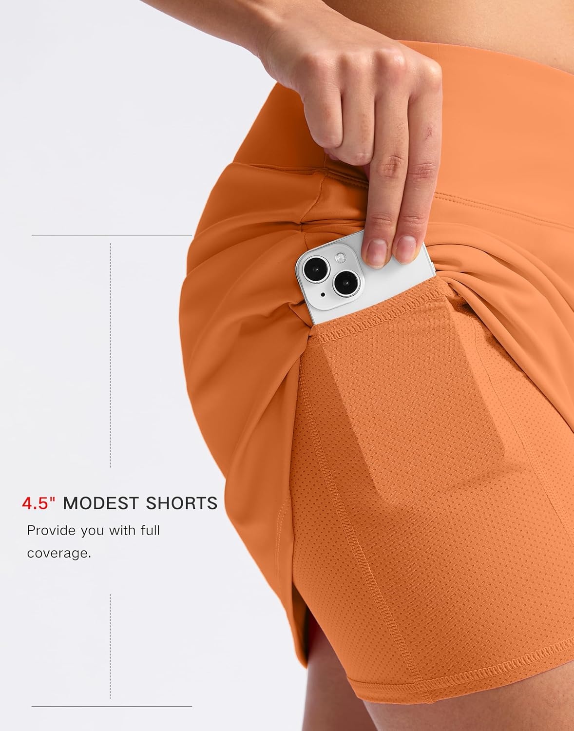 image:imageSANTINY 16 Skorts for Women with 2 Pockets High Waisted A Line Pickleball Golf Skort Casual Athletic Tennis SkirtPumpkinorange