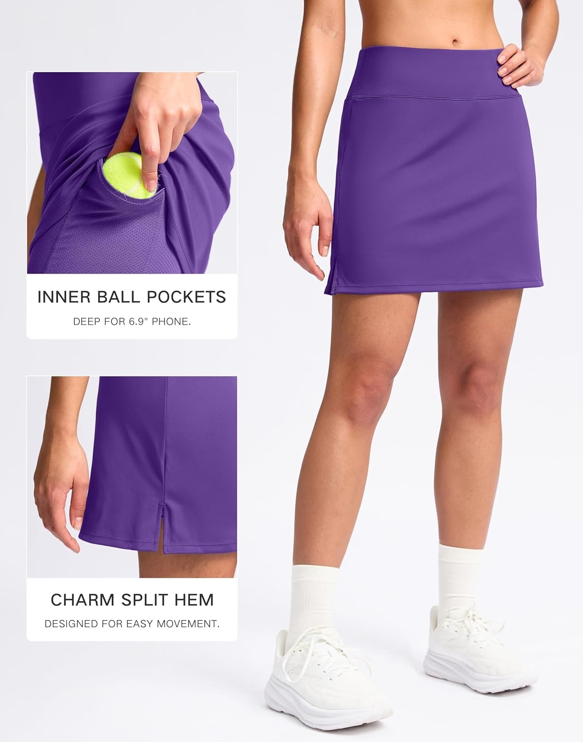image:imageSANTINY 16 Skorts for Women with 2 Pockets High Waisted A Line Pickleball Golf Skort Casual Athletic Tennis SkirtPurple