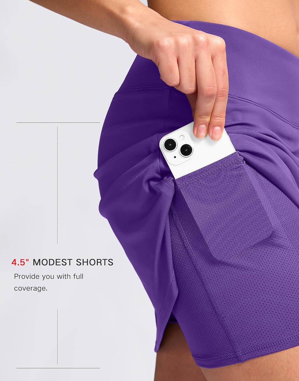image:imageSANTINY 16 Skorts for Women with 2 Pockets High Waisted A Line Pickleball Golf Skort Casual Athletic Tennis SkirtPurple