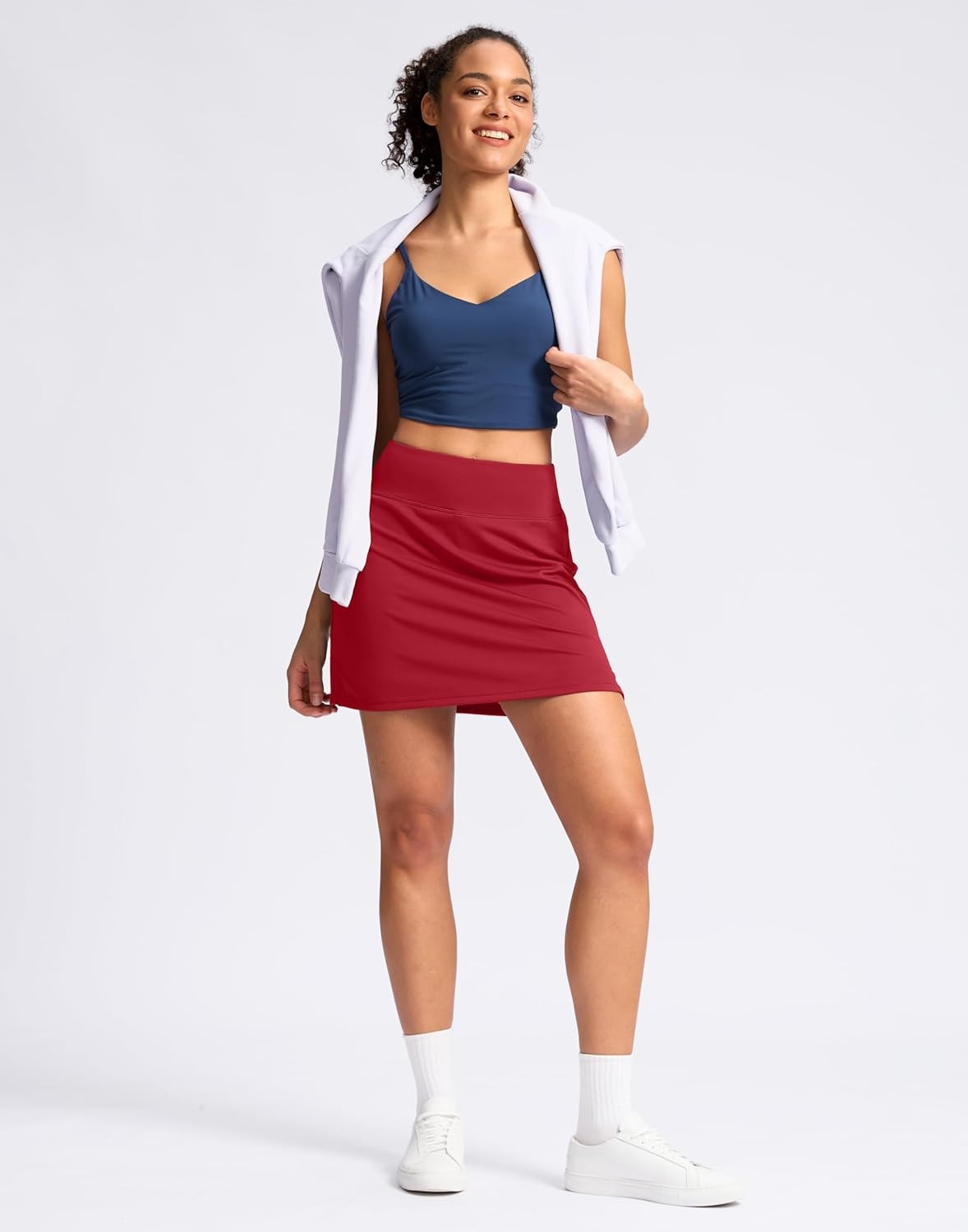 image:imageSANTINY 16 Skorts for Women with 2 Pockets High Waisted A Line Pickleball Golf Skort Casual Athletic Tennis SkirtRed