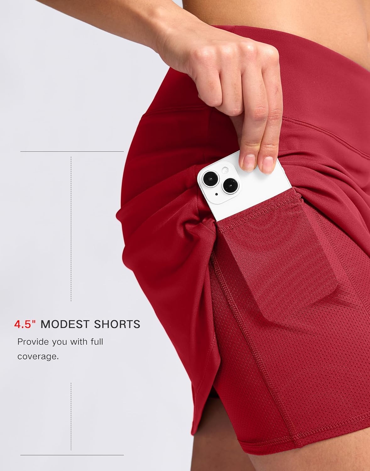 image:imageSANTINY 16 Skorts for Women with 2 Pockets High Waisted A Line Pickleball Golf Skort Casual Athletic Tennis SkirtRed