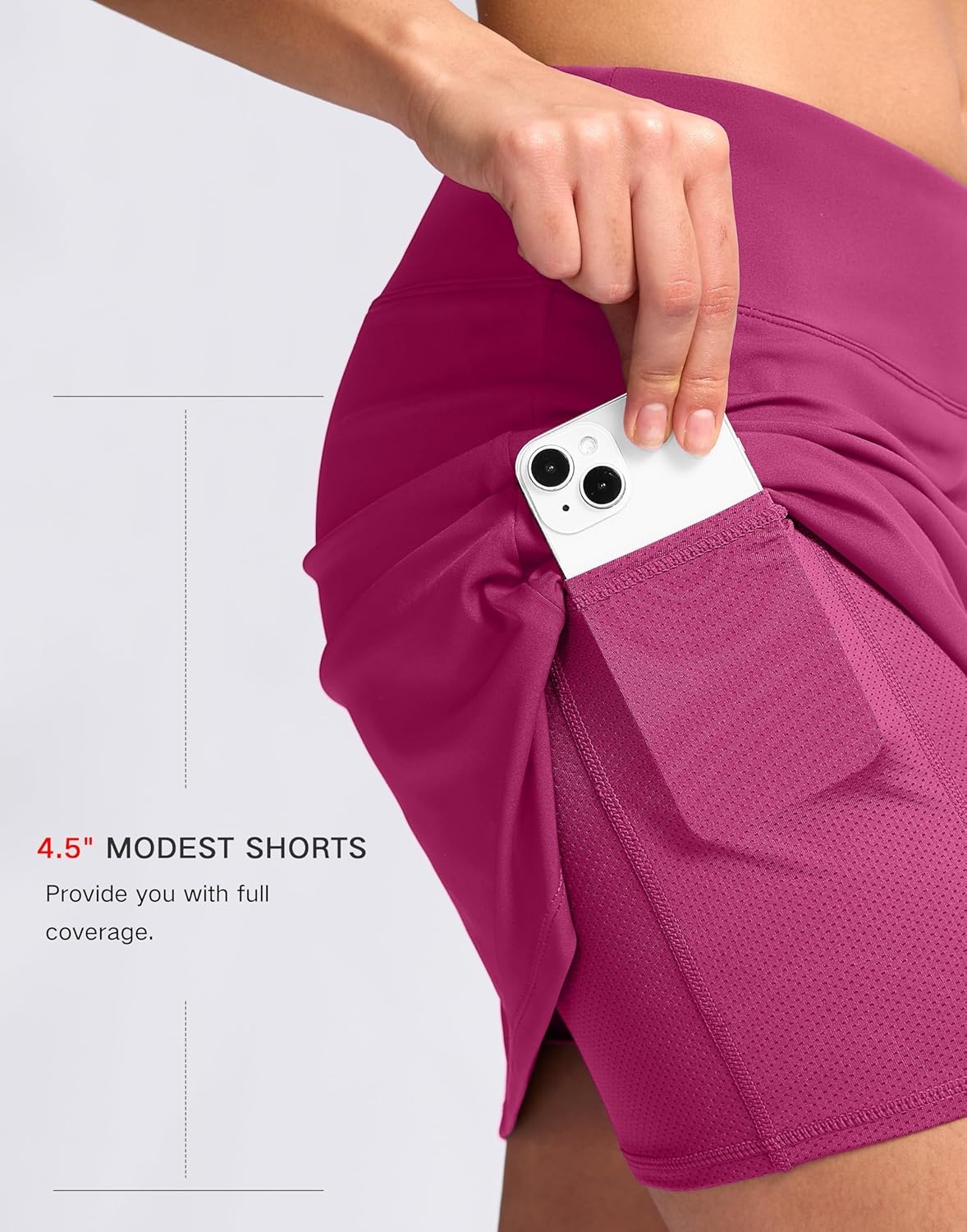 image:imageSANTINY 16 Skorts for Women with 2 Pockets High Waisted A Line Pickleball Golf Skort Casual Athletic Tennis SkirtRose