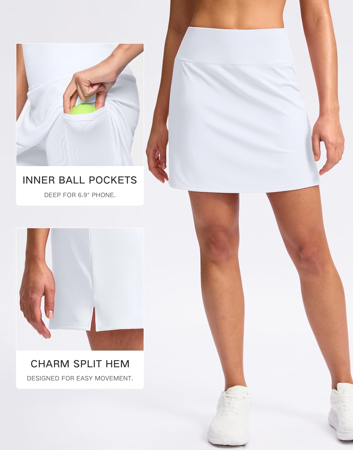 image:imageSANTINY 16 Skorts for Women with 2 Pockets High Waisted A Line Pickleball Golf Skort Casual Athletic Tennis SkirtWhite
