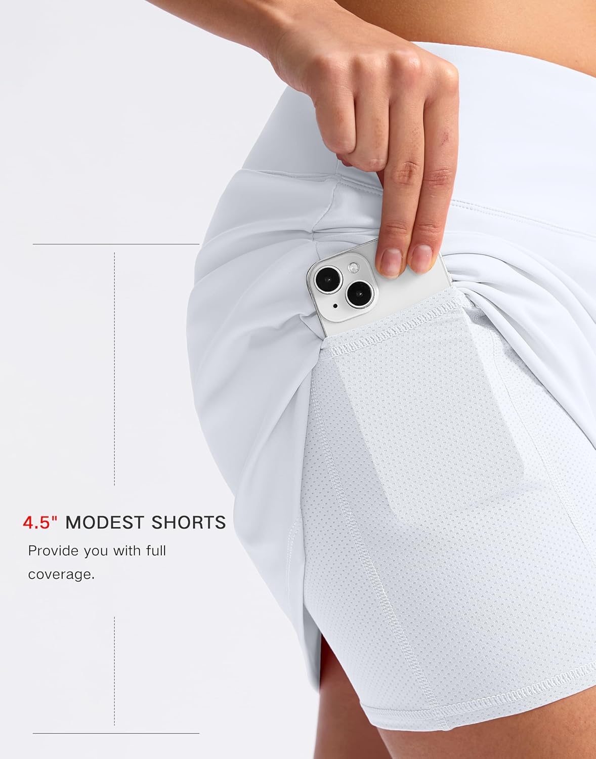 image:imageSANTINY 16 Skorts for Women with 2 Pockets High Waisted A Line Pickleball Golf Skort Casual Athletic Tennis SkirtWhite